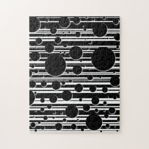 Black and White Dots and Stripes Jigsaw Puzzle