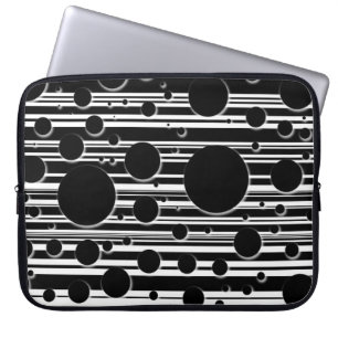 Black and White Dots and Stripes Laptop Sleeve