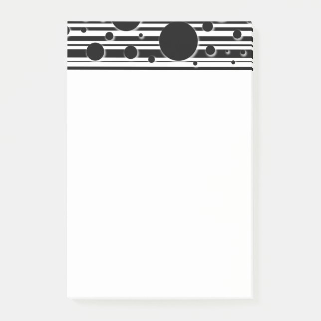 Black and White Dots and Stripes Post-it Notes (Front)