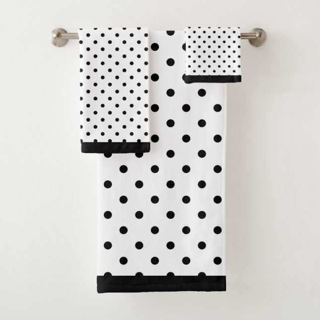 Black And White Dots  Bath Towel Set (Insitu)