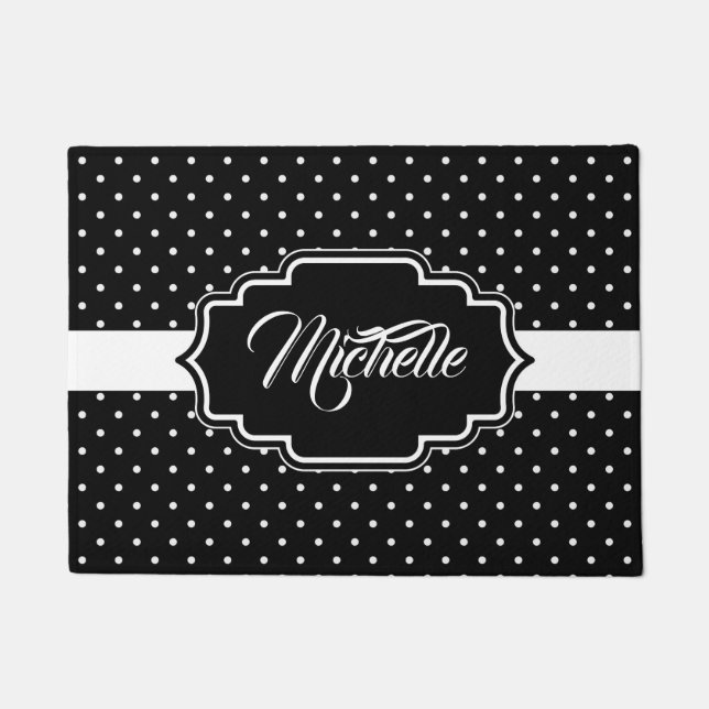 Black and White Dots Doormat (Front)