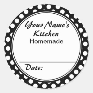 Black and White Dots From the Kitchen Personalised Classic Round Sticker
