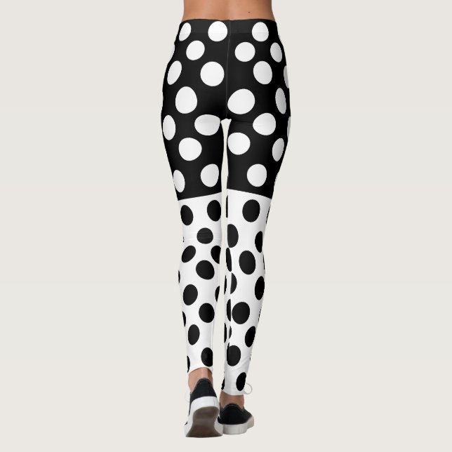 Black and White Dots Leggings - Choose Colours (Back)