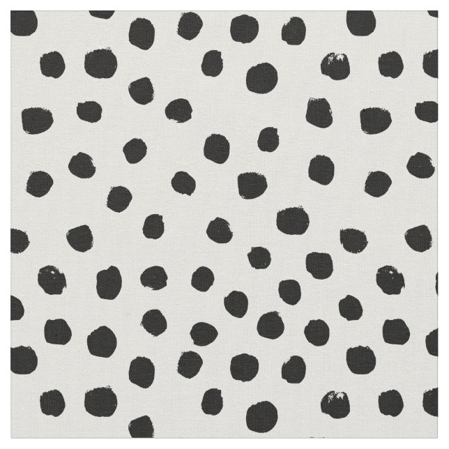 Black and white dots preppy painted dot fabric (Close Up)