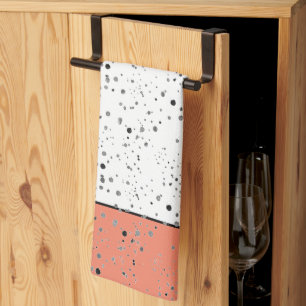 Black and white dots, with colour accent tea towel