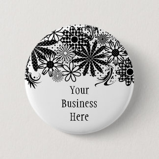 Black And White Dotted Flowers Button