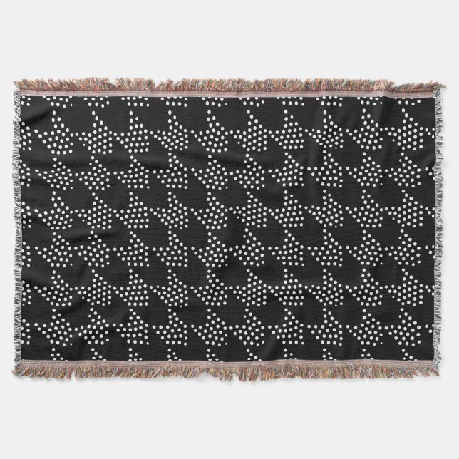 Black and white dotted tooth hound pattern throw blanket (Front)