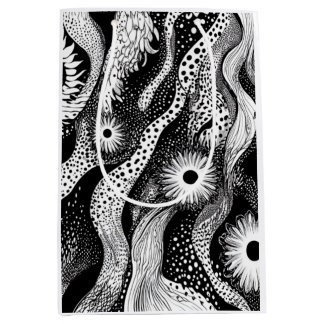 Black And White Dotted Waves Medium Gift Bag