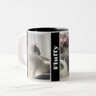 Black and White Double Pet Photo and Name Mug