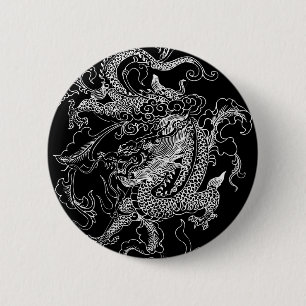 Black and White Dragon 6 Cm Round Badge