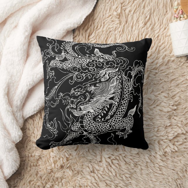 Black and White Dragon Cushion (Blanket)