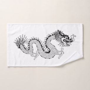 Black and White Dragon Hand Towel