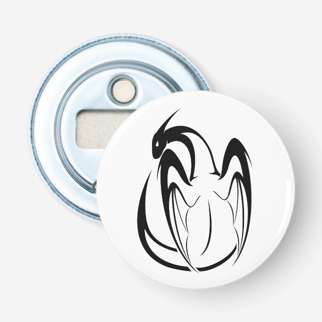 Black and White Dragon mythic Outline Bottle Opener (Front)