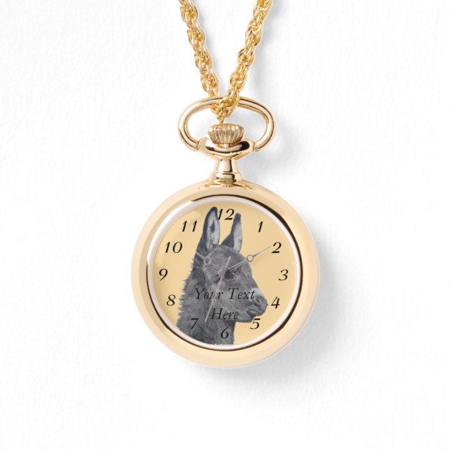 black and white drawing of cute donkey watch (Front)