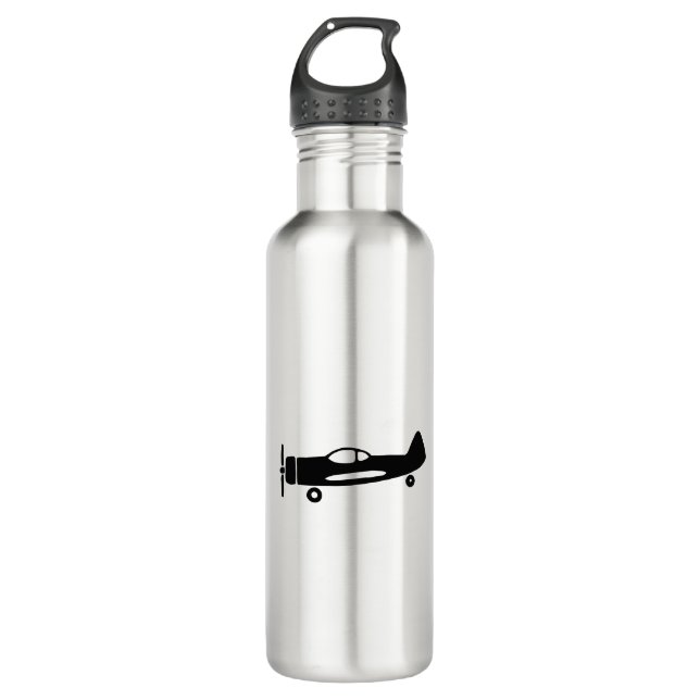 Black and white drawing of plane 710 ml water bottle (Front)