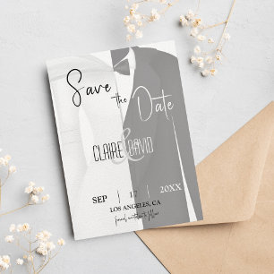 Black and White Dress Tuxedo Save The Date Card