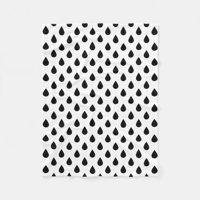 Black And White Drops Fleece Blanket (Front)