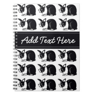 Black and White Dutch Rabbits Custom Notebook