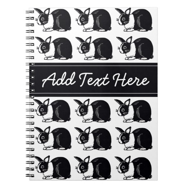 Black and White Dutch Rabbits Custom Notebook (Front)