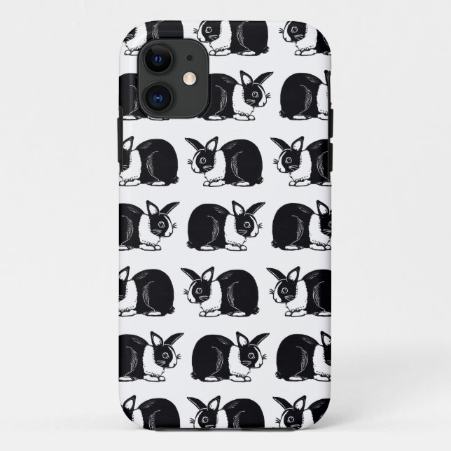 Black and White Dutch Rabbits iPhone 5/5s Case (Back)