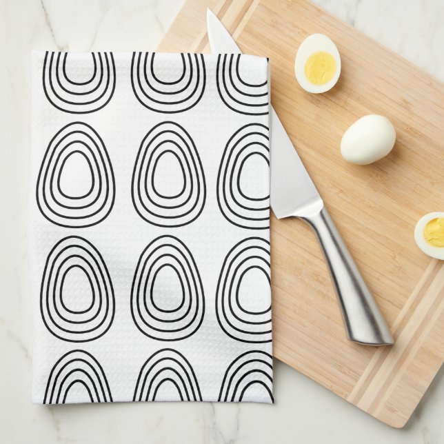 Black and White Easter Eggs  Tea Towel (Quarter Fold)