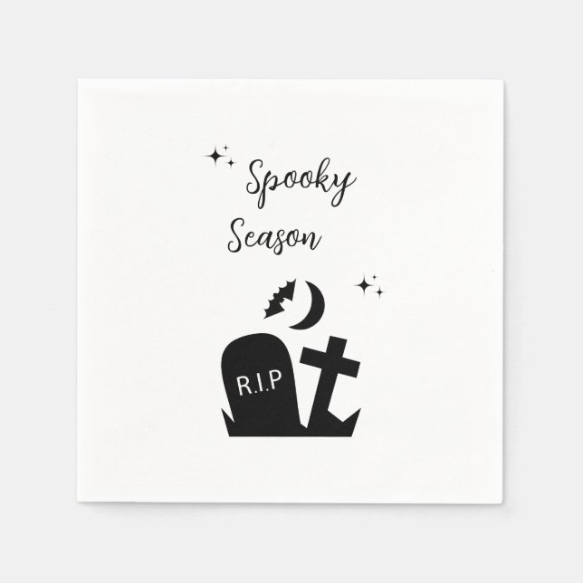 Black and White Edgy Grungy Halloween Napkins (Front)