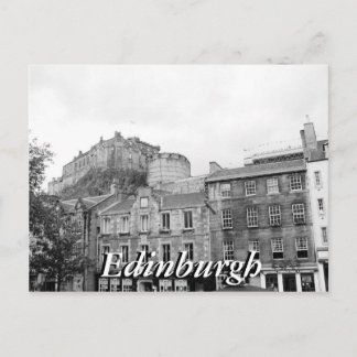 Black and white Edinburgh Castle Scotland postcard