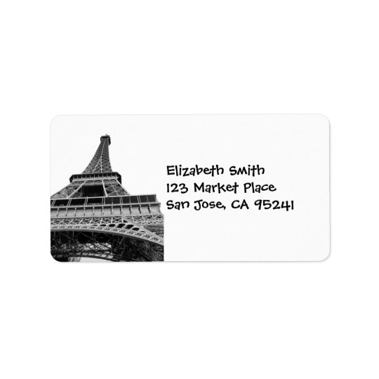 Black and White Eiffel Tower Address Label