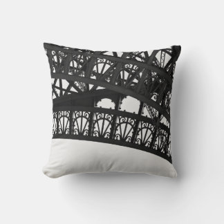 Black and White Eiffel Tower Arch Throw Pillow