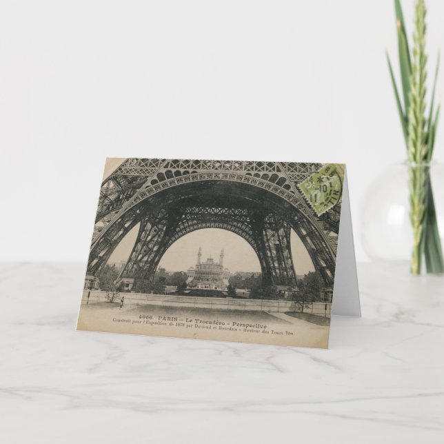 Black and White Eiffel Tower Base Card (Front)