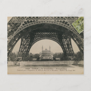 Black and White Eiffel Tower Base Postcard
