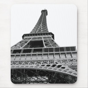 Black and White Eiffel Tower Mouse Mat