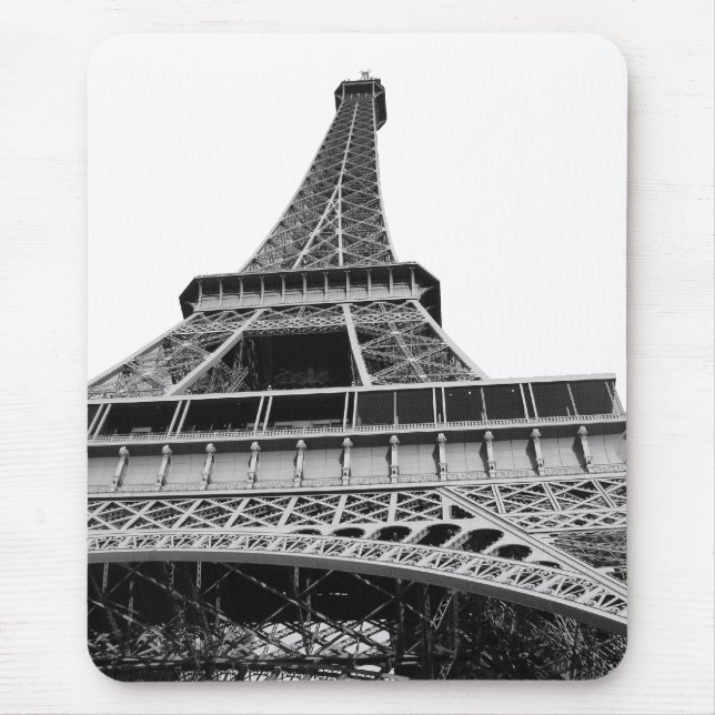 Black and White Eiffel Tower Mouse Mat (Front)
