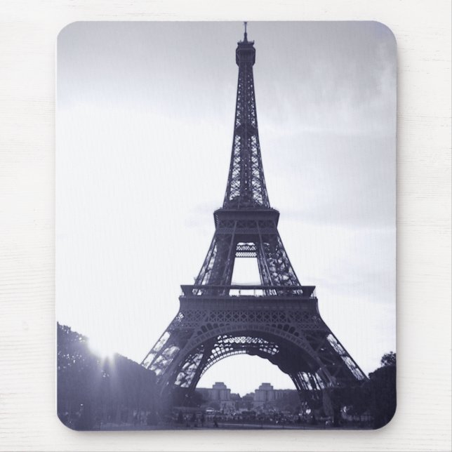 Black and White Eiffel Tower Mouse Mat (Front)
