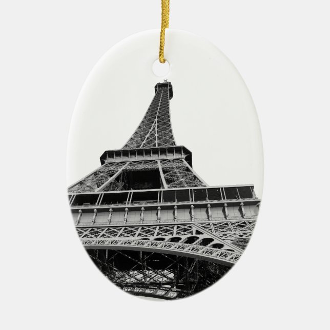 Black and White Eiffel Tower Ornament (Front)