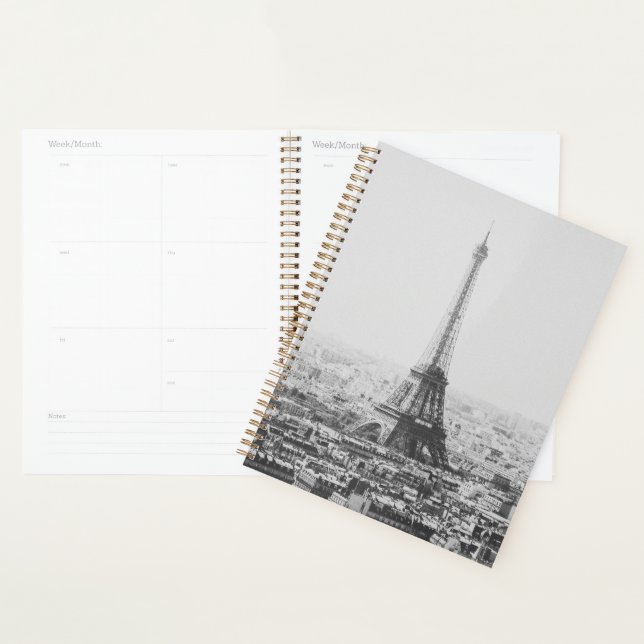 Black and White Eiffel Tower Paris Photography Planner (Display)