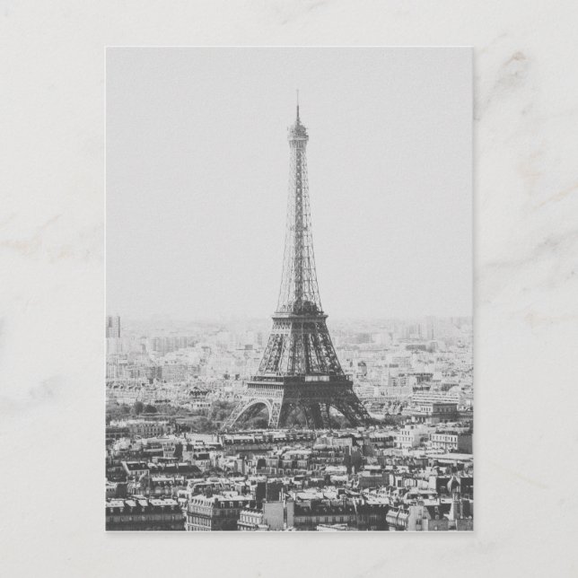 Black and White Eiffel Tower Paris Photography Postcard (Front)