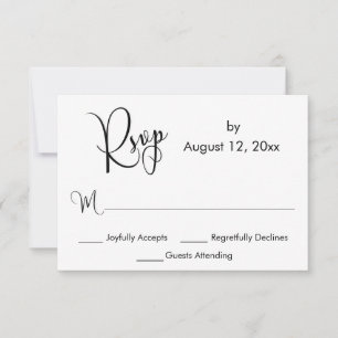 Black and White Elaborate Calligraphy Simple RSVP Card