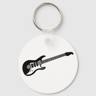 Black and White Electric Guitar Key Ring