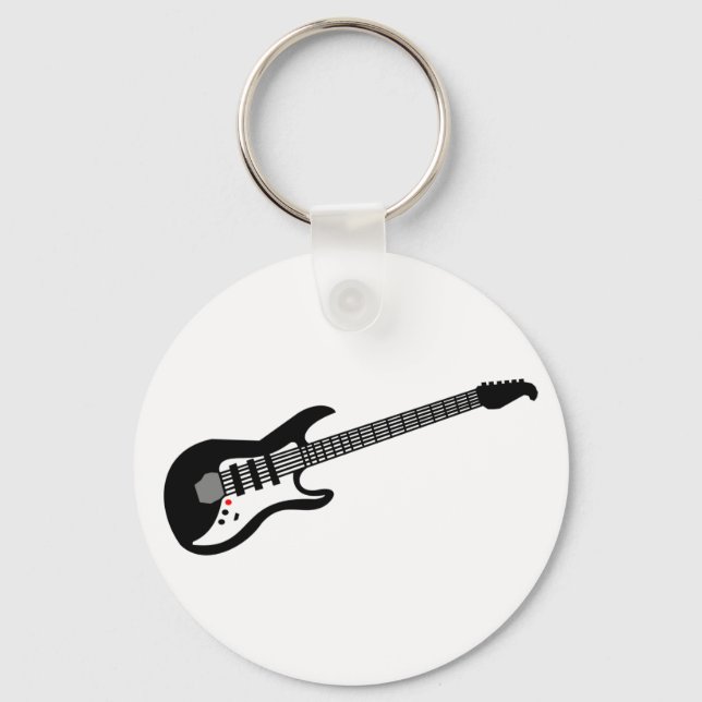 Black and White Electric Guitar Key Ring (Front)
