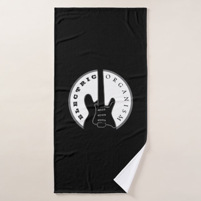 Black and White Electric Guitar Rock Music Modern Bath Towel (Bath Towel)