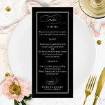 Black And White Elegant 4x9 Wedding Menu<br><div class="desc">Black And White Elegant 4x9 Wedding Menu</div>