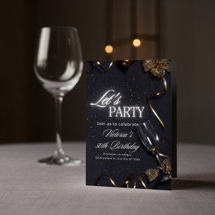 Black and White Elegant 50th Birthday Invitation