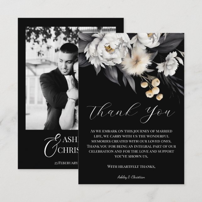 Black and white elegant boho photo template (Front/Back)