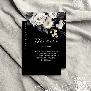 Black and white elegant boho wedding details enclosure card
