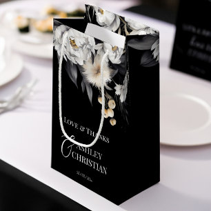 Black and white elegant boho wedding favor small gift bag