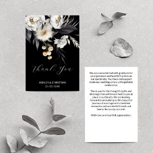 Black and white elegant boho wedding thank you card