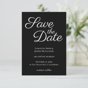 Black and White Elegant Calligraphy Save the Date Invitation