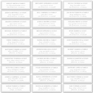 Black and White Elegant Chic Guest Names Address