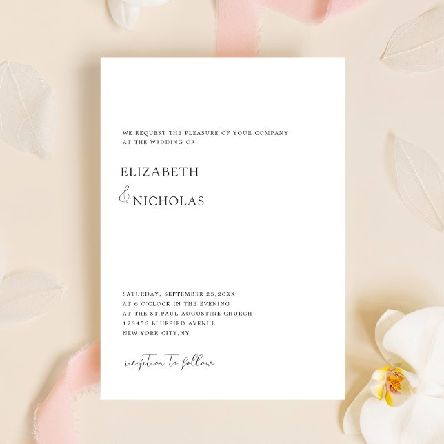 black and white elegant classic minimal wedding  invitation (Creator Uploaded)